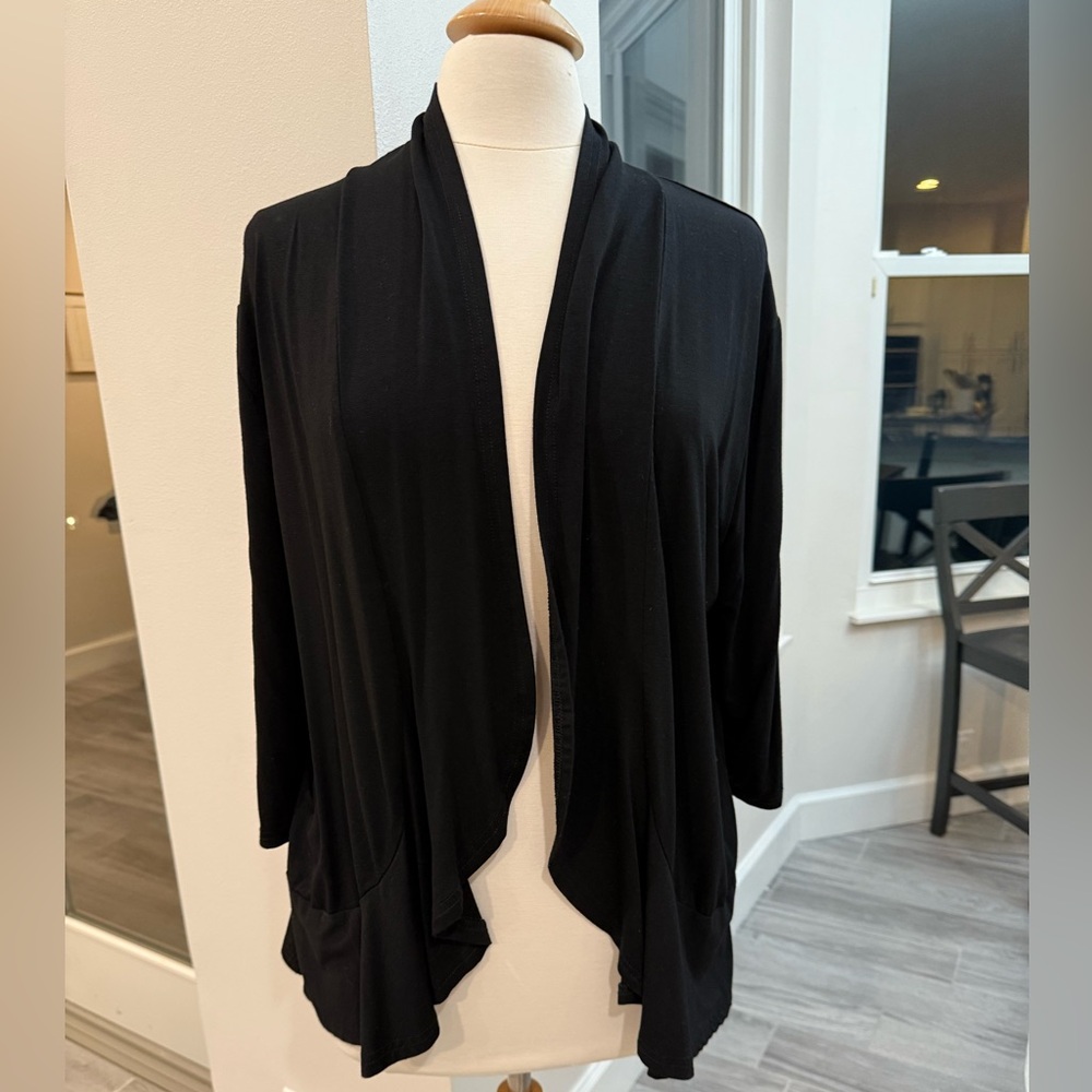 Black Open Front Cardigan Sweater